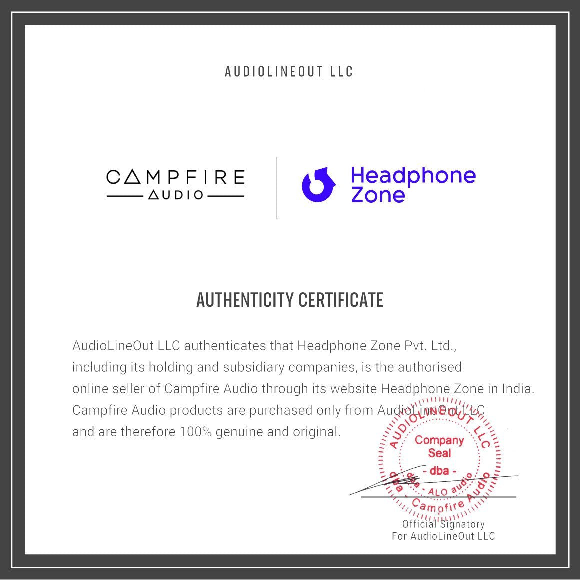 Headphone-Zone-Campfire-Audio-Audtenticity-Certificate