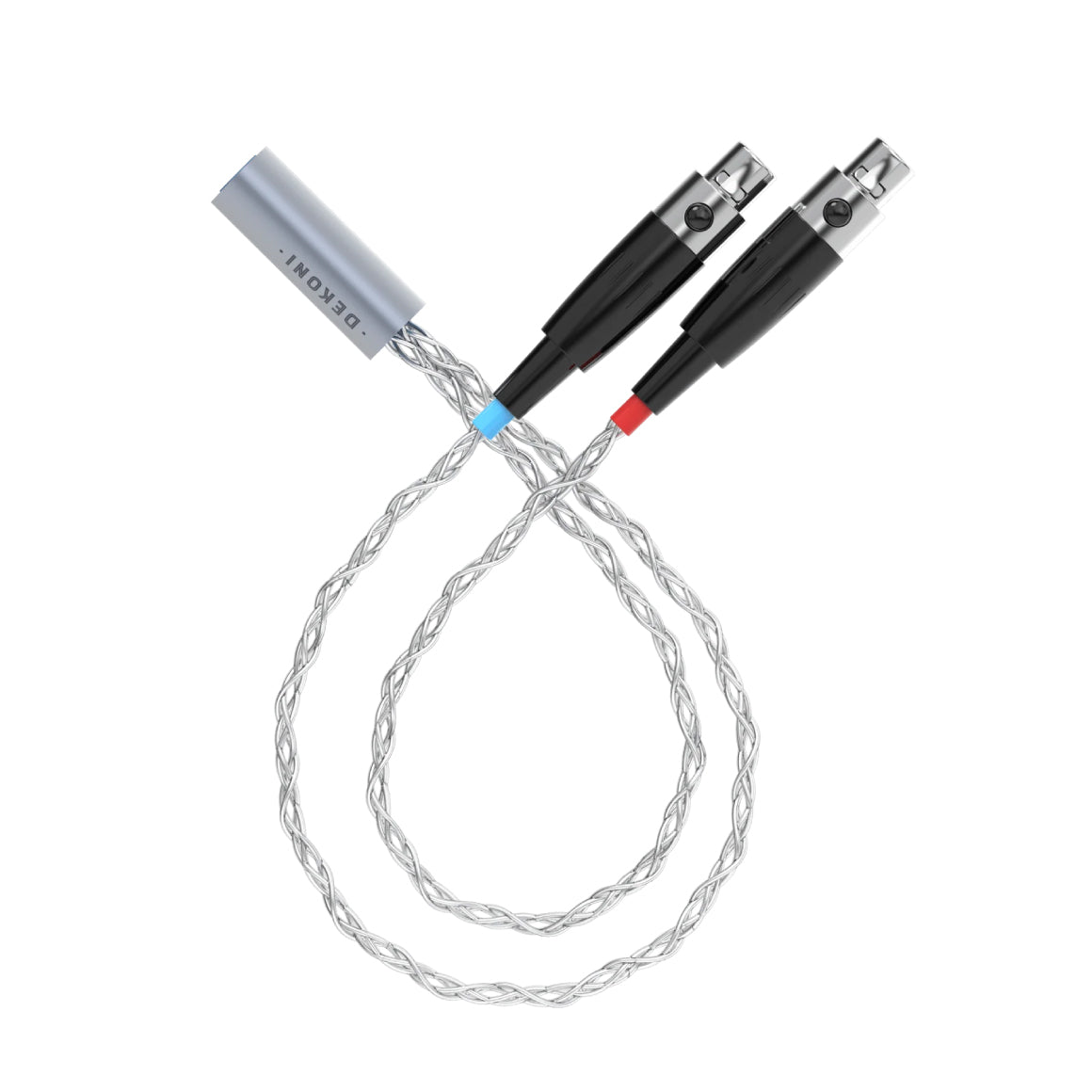 Headphone-Zone-Dekoni-Audio-Postsplit-4-Pin-Mini-XLR-Connectors-with-Silver-Braided-Cable