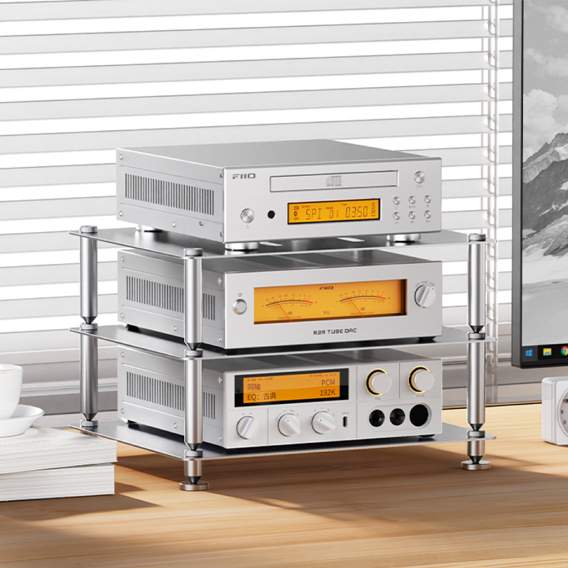 Headphone-Zone-FiiO-Modular-Racking-3-Tier-Glittering-Silver