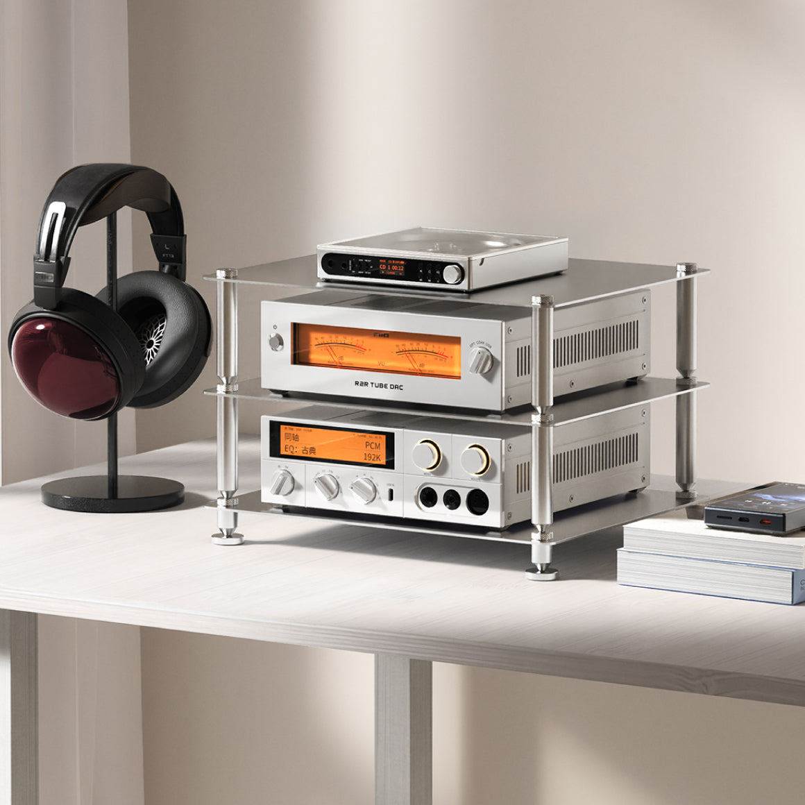 Headphone-Zone-FiiO-Modular-Racking-3-Tier-Glittering-Silver
