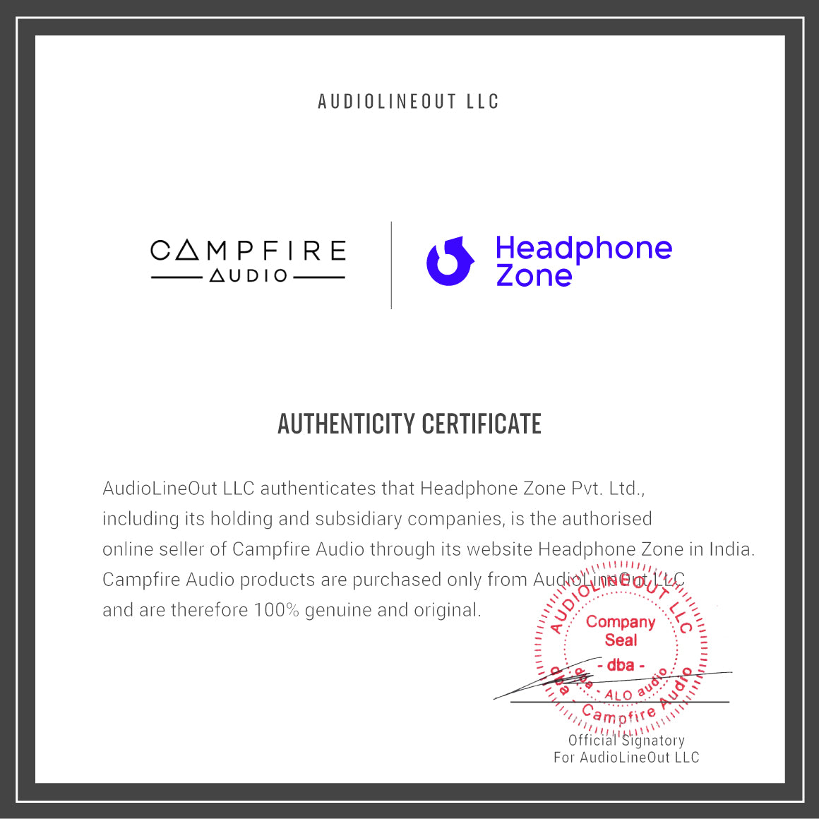 Headphone-Zone-Campfire-Audio-Authenticity-Certificate
