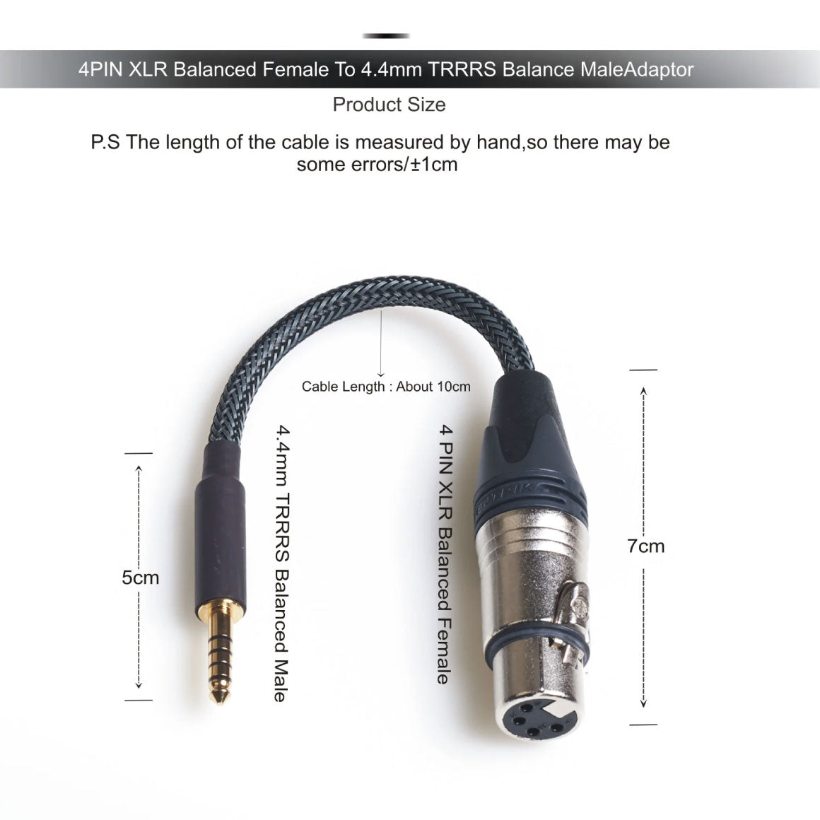 Headgear Audio - 4 Pin XLR Balanced Female to 4.4 mm TRRRS Balanced Male Adaptor 