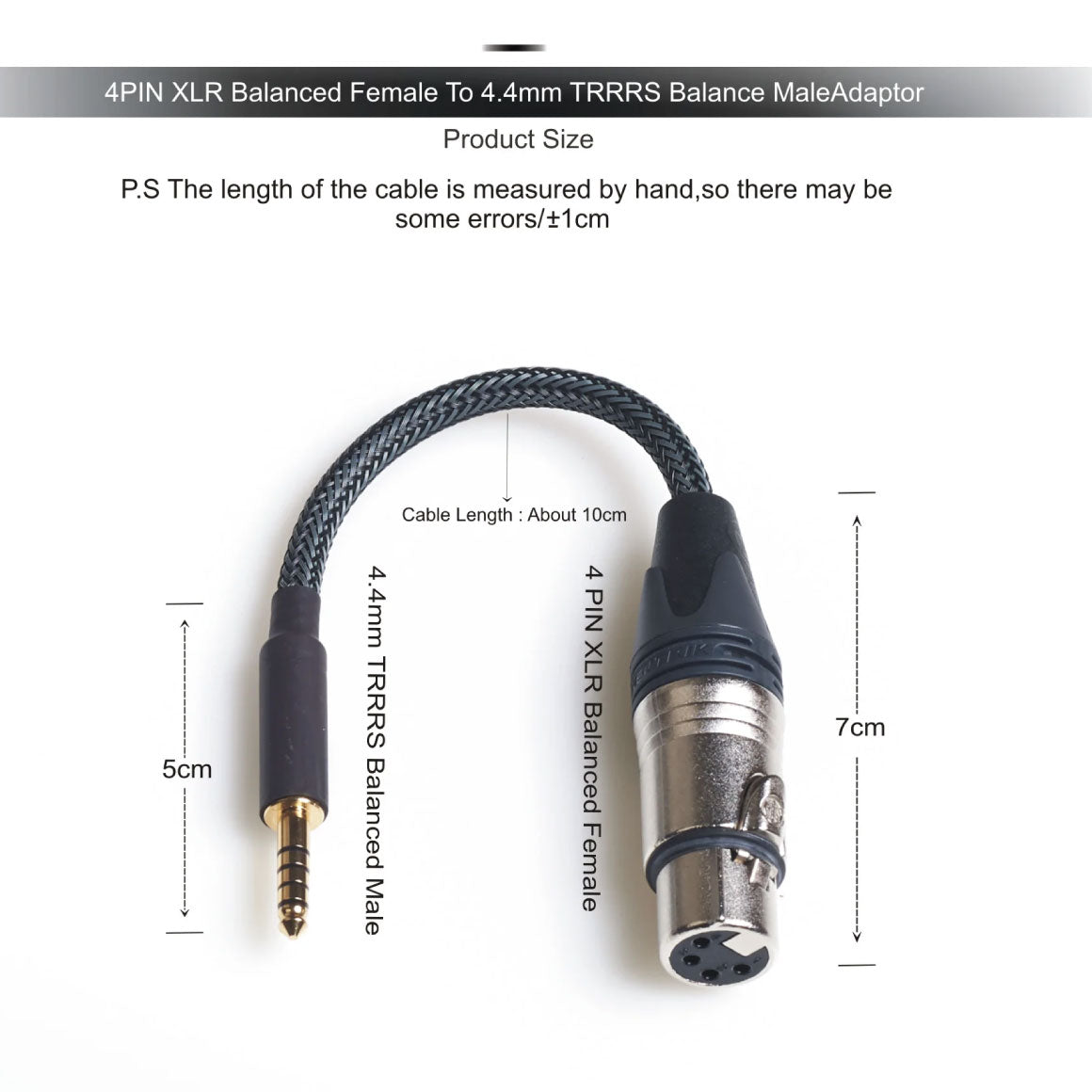 Headgear Audio - 4 Pin XLR Balanced Female to 4.4 mm TRRRS Balanced Male Adaptor