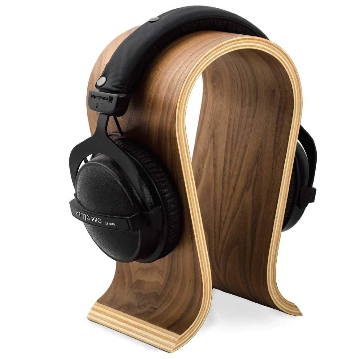 Headphone-Zone-Omega-Handcrafted Wooden Headphone Stand-Walnut