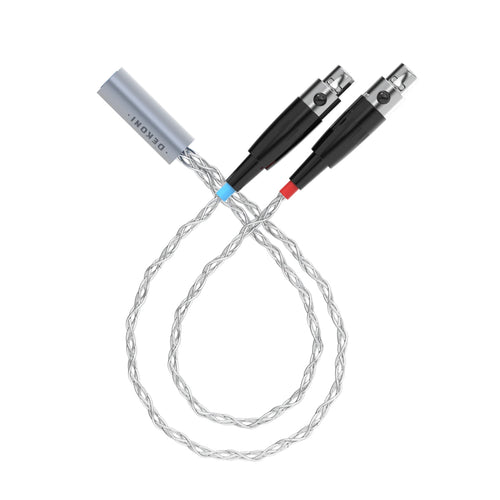 Headphone-Zone-Dekoni-Audio-Postsplit-4-Pin-Mini-XLR-Connectors-with-Silver-Braided-Cable
