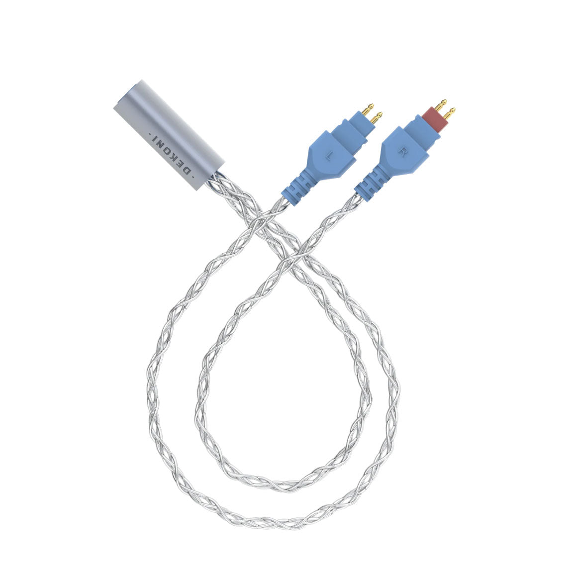 Headphone-Zone-Dekoni-Audio-Postsplit-HD600-Connectors-with-Silver-Braided-Cable