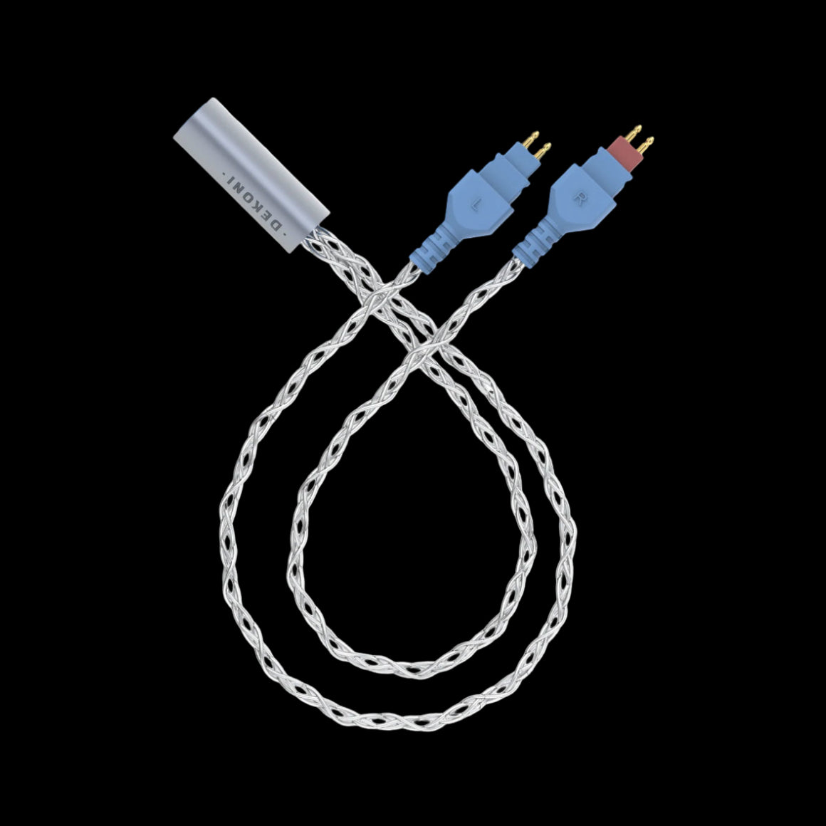 Headphone-Zone-Dekoni-Audio-Postsplit-HD600-Connectors-with-Silver-Braided-Cable