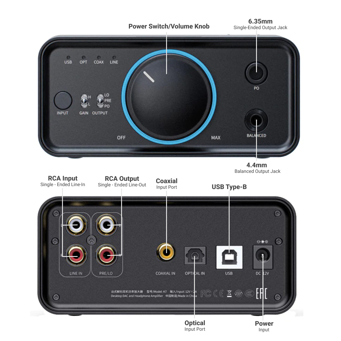 FiiO K7 K7BT Hi-res Audio HIFI Desktop DAC Headphone Amplifier