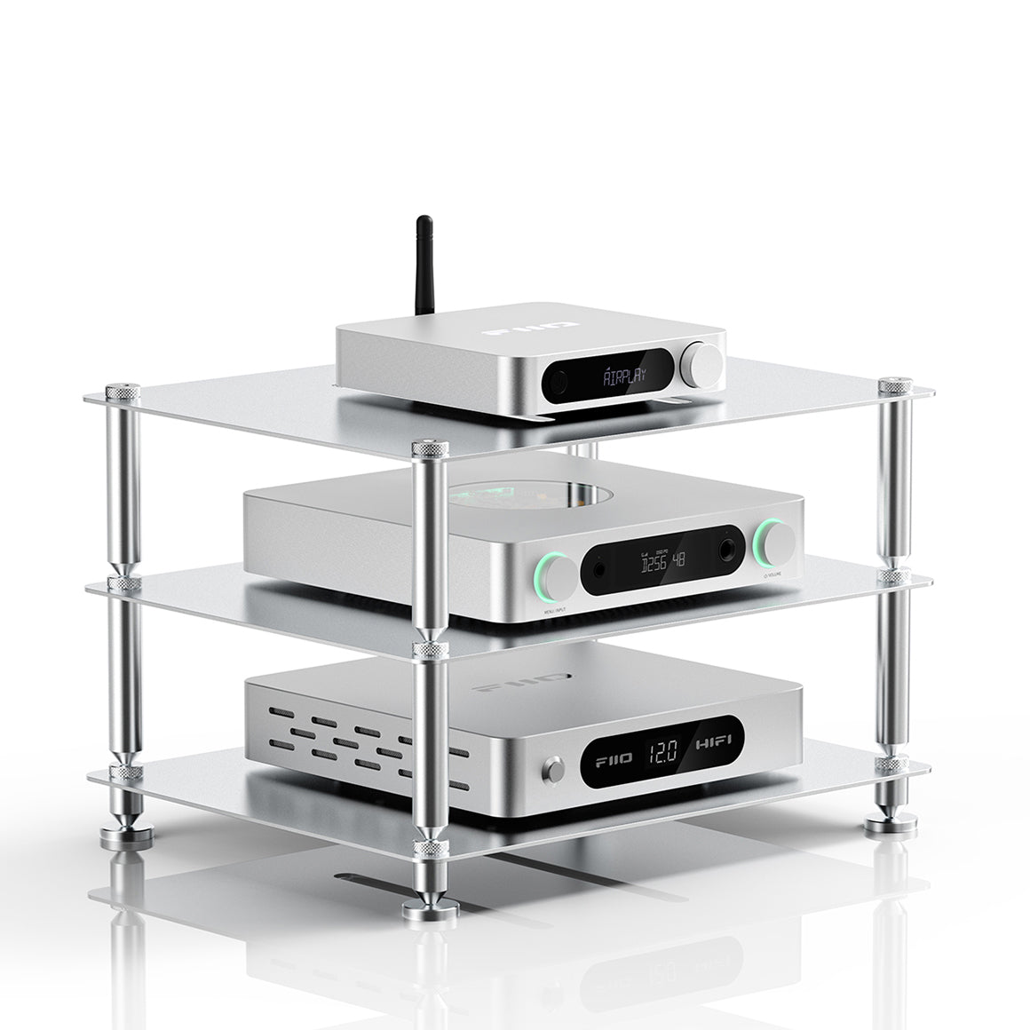 Headphone-Zone-FiiO-Modular-Racking-3-Tier-Glittering-Silver