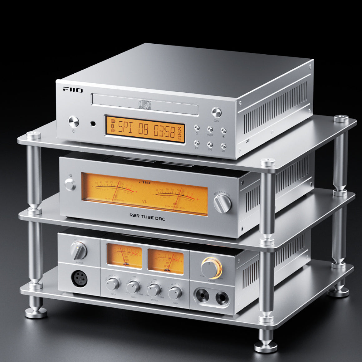 Headphone-Zone-FiiO-Modular-Racking-3-Tier-Glittering-Silver