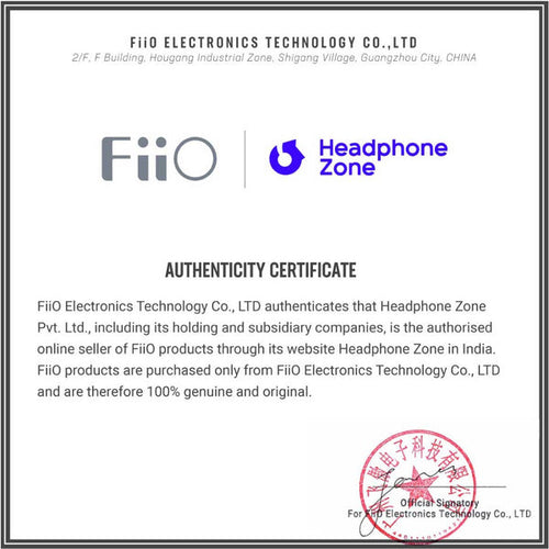 Headphone-Zone-FiiO-jt1-cable-Authenticity-Certificate