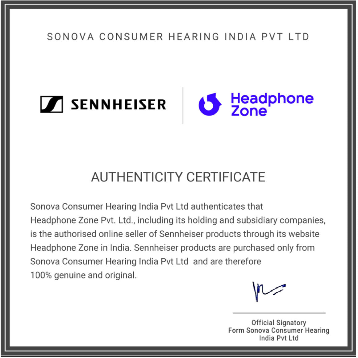 Headphone-Zone-Sennheiser-Authenticity-certificate