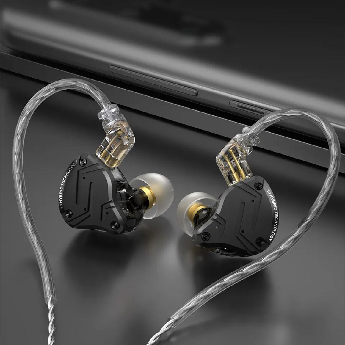  KZ ZS10 Pro in Ear Monitor Earbuds Headphone, KZ Earbuds with  4BA and 1DD Drivers, KZ HiFi IEM Earphone Upgraded ZS10 Pro with Detachable  0.75mm 2 Pin 6N OFC Cable (Black