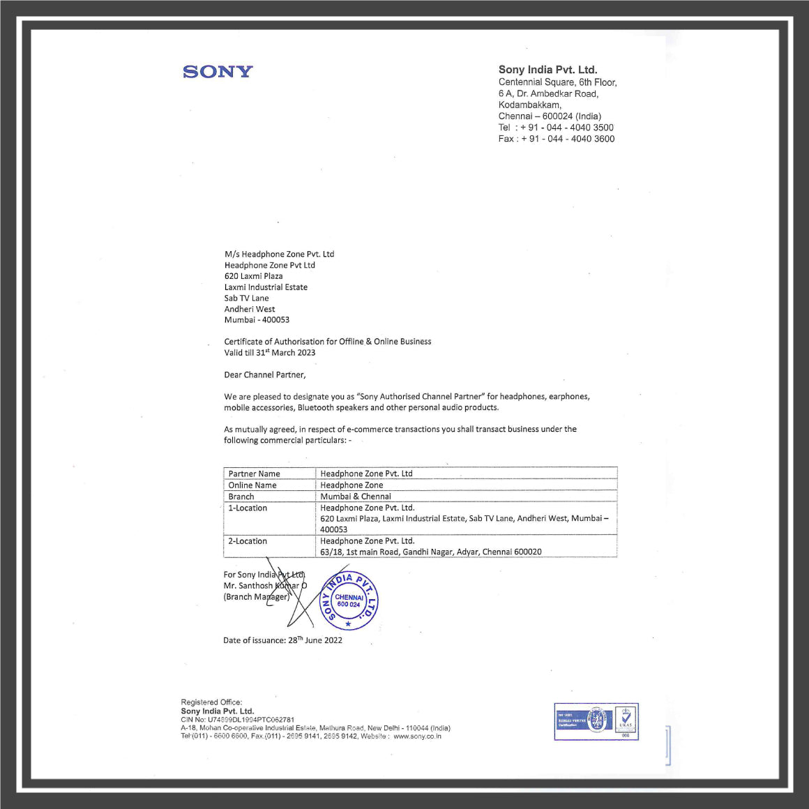 Headphone-Zone-Sony-Authenticity-Certificate