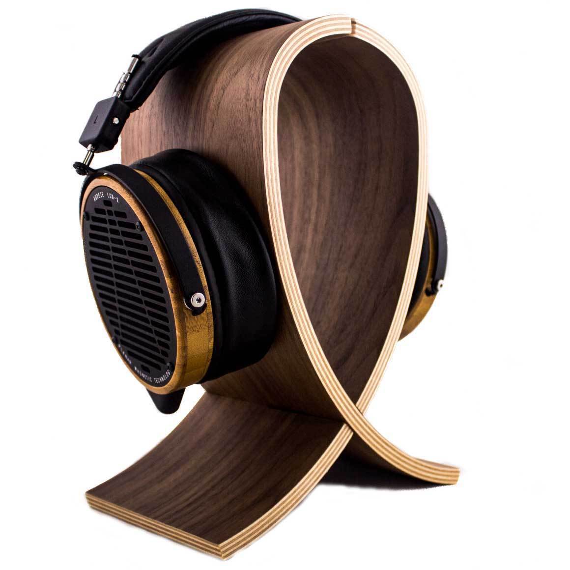 Headphone Zone - Helix - Handcrafted Wooden Headphone Stand-Walnut